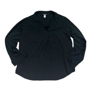 Ava & Viv Black Textured Blouse 1X